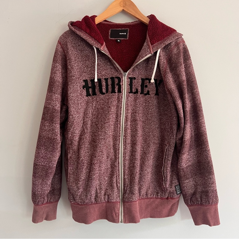 Hurley Sherpa jacket. Maroon. Medium.